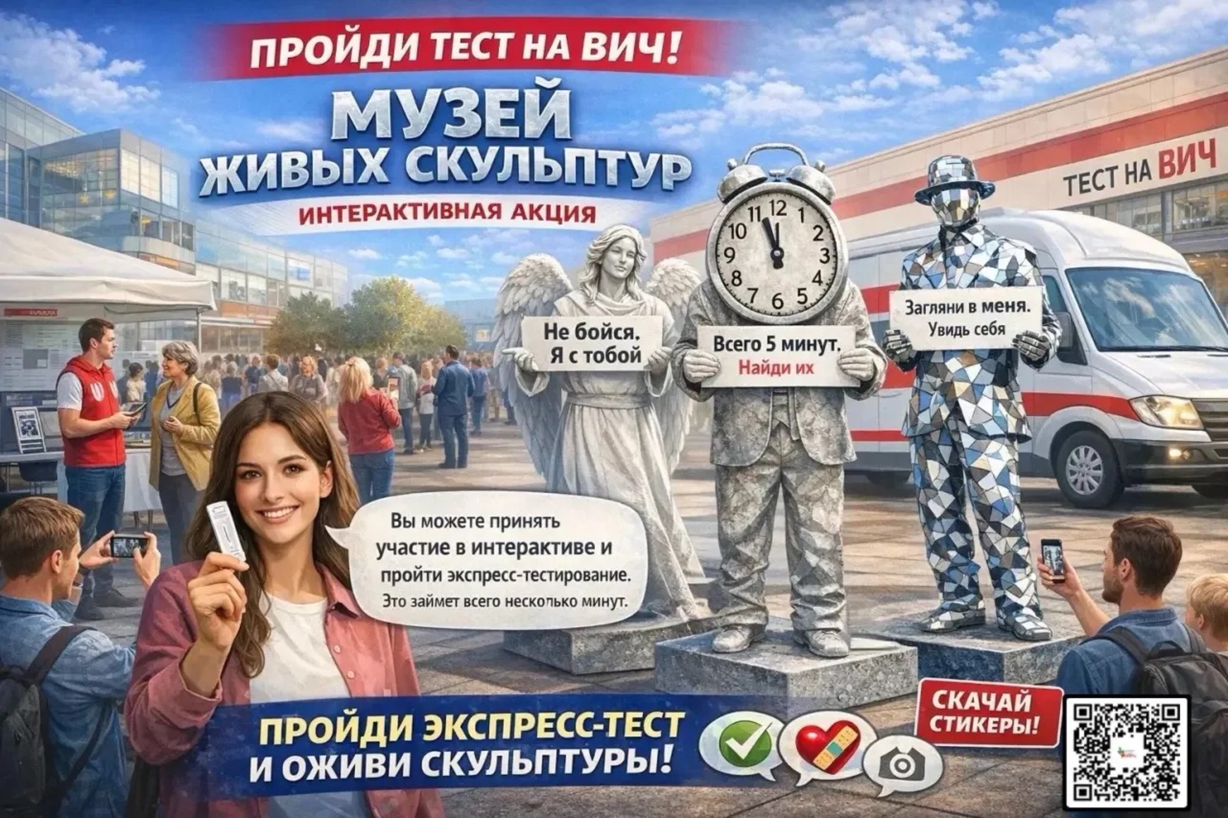 Тест на ВИЧ — просто, быстро, интересно: в Екатеринбурге пройдет акция «Музей живых скульптур»